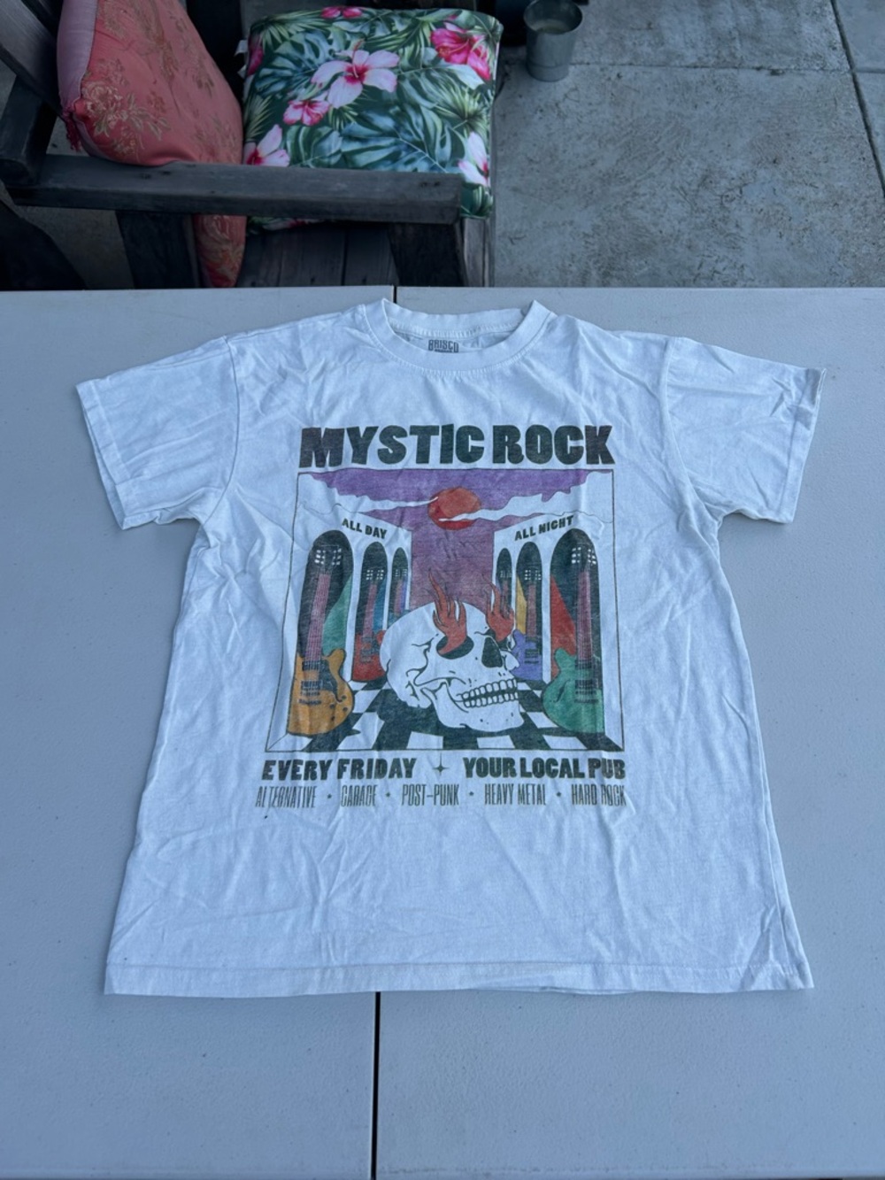 Mystic White Skull & Guitars Graphic Tee